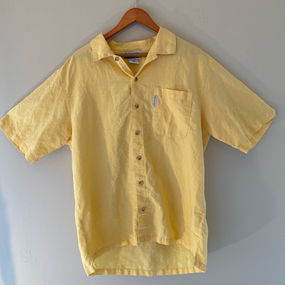columbia yellow button shirt